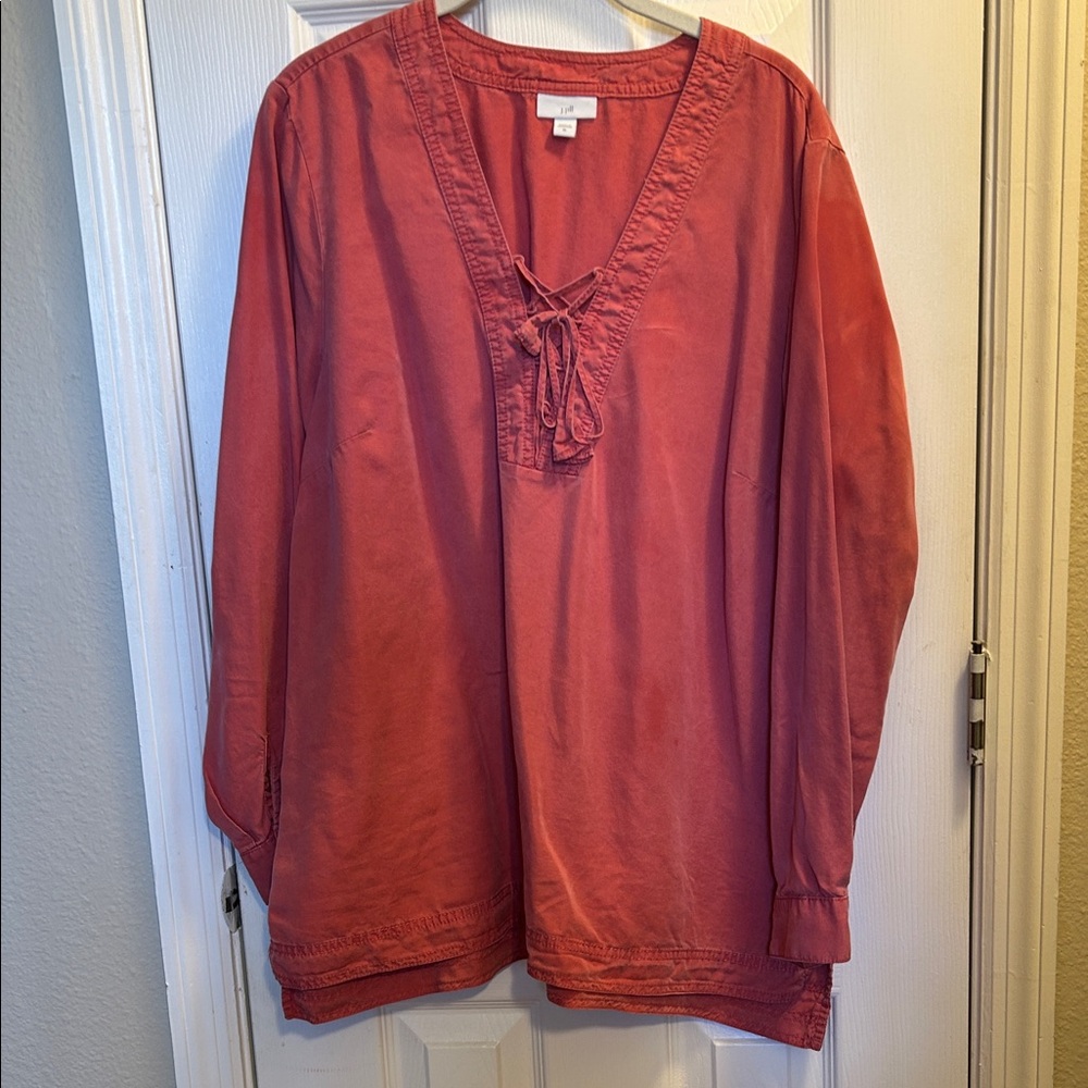 J. Jill Red V-Neck Tunic